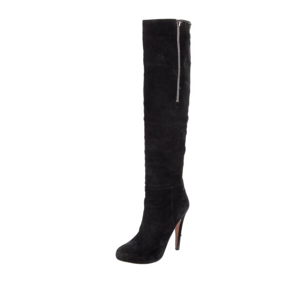 PRADA Womens Black Suede Heeled Knee-Length Boots. Size 7 (IT 37). - Picture 2 of 8